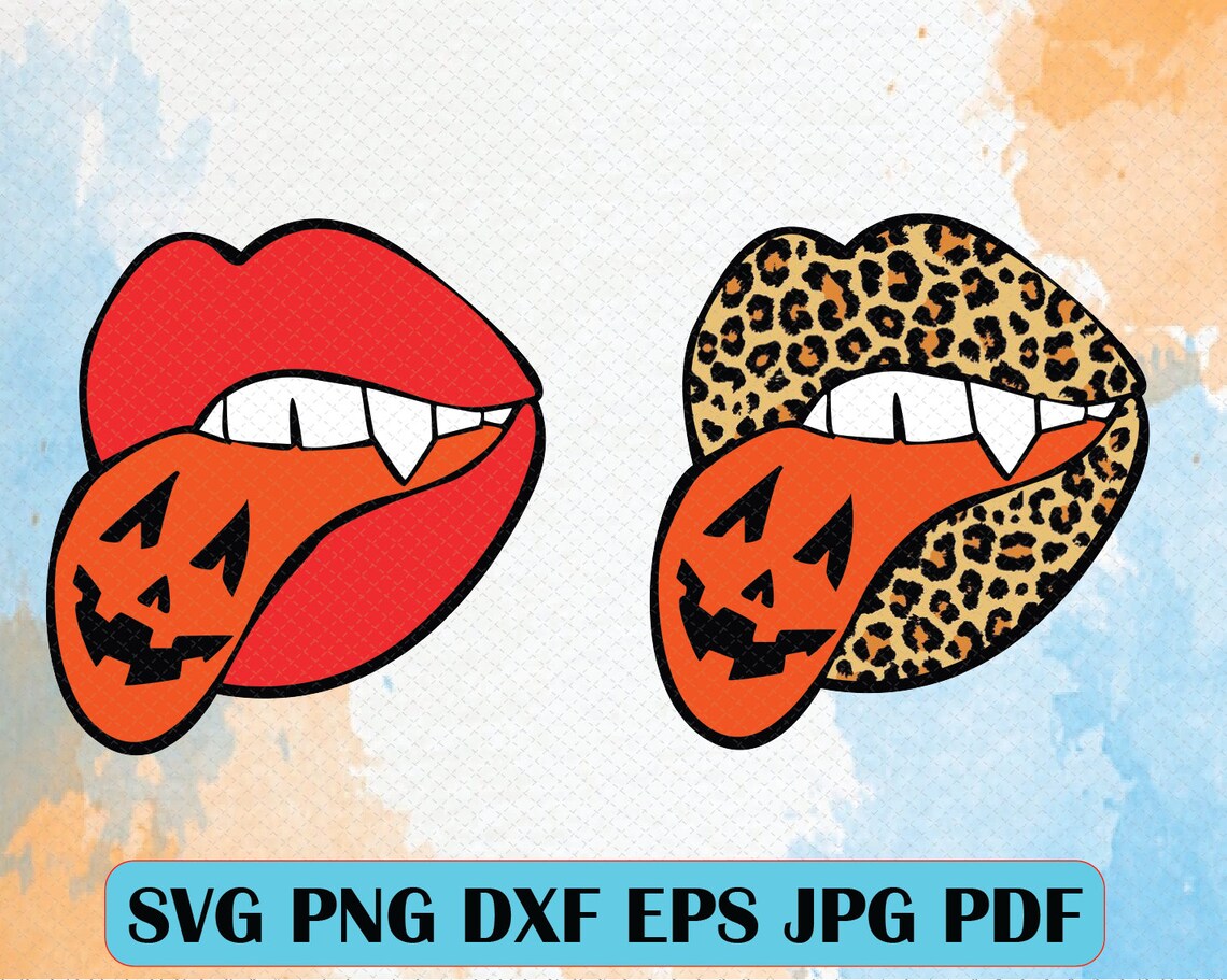 2 Files Pumpkin Lips SVG Pumpkin Tongue SVG Halloween Lips | Etsy