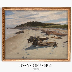 ビーチハウスの装飾 - デジタルプリント - 海景画 - 波、砂、海、ビーチ、雲、海 - 印刷可能なヴィンテージ ウォールアート アンティーク ペインティング #2