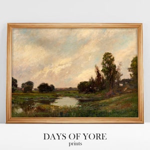 Landscape Painting Antique | Digital Download of Antique Painting | Vintage Print | Bedroom Decor | Antique Decor | Digital Print Art#17