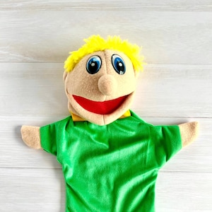Boy Hand Puppet for kids, Baby Learning, Teacher Tools, Homeschooling, Interactive Toys, Speech therapy materials, Educational material