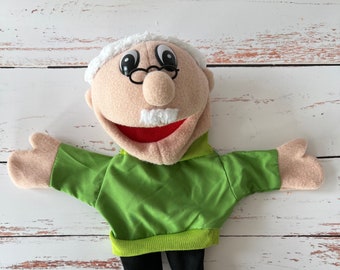 Grandpa Hand Puppet, Movable Mouth, Teacher Resources