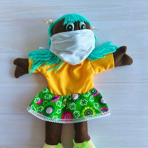 Marionnette à main fille afro-américaine pour enfants, outils pour enseignants, enseignement à domicile, jouets interactifs, matériel d'orthophonie, diversité de marionnettes