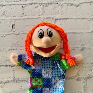 Girl Hand Puppet Movable Mouth-Girl Puppet-Toddler Christmas Gift-Children Educational Toys-Teaching Kids Diversity-Speech Therapy