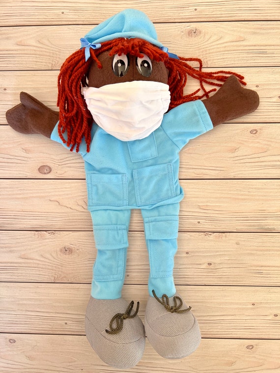 Médecin Infirmière Marionnettes à main afro-américaines à bouche mobile  avec masque Covid Matériel d'orthophonie École en cas de pandémie  Enseignement à domicile -  France