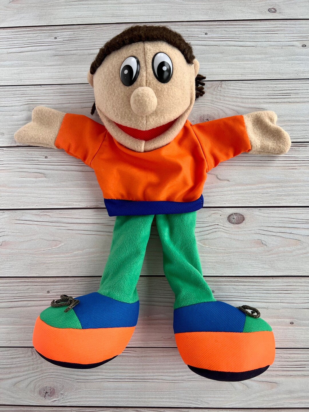 Handmade Boy Puppet With Movable Mouth - Brown Hair, Teacher Homeschool ...