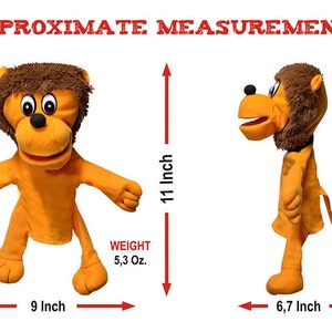 Lion Hand Puppet / Zoo Animal Hand Puppets, Gift for Therapist, Toddlers and Teachers.