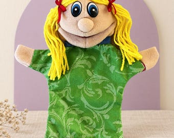 Felt Girl Hand Puppet, Movable Mouth, Interactive Kids Toy