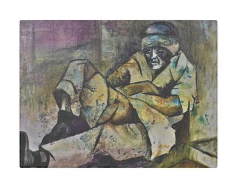 Canvas Print, Pieta for the Homeless, Urban Tragedy Wall Art, Cultural Statement, Sadness Decor, Loneliness Art, 0.75 Inch Stretched Matte