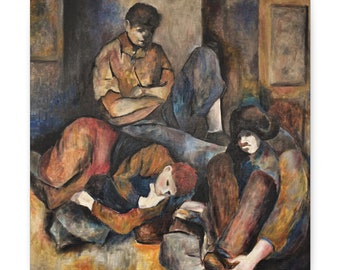 Homeless Trinity - New York Street Scene - 1967 - Canvas Gallery Wraps - Digital Print from Original Oil Painting