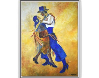 Tango Dance - Canvas Print – Romantic Art, Pinewood Frame, Gallery Profile 1.25"