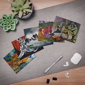 Cartões de felicitações, impressões em óleo/aquarela, tema figurativo e natureza, conjunto de papelaria artística, designs impressionantemente ousados, horizontal