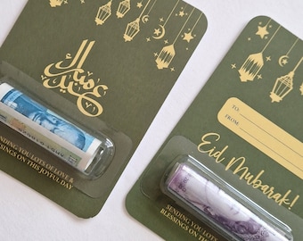 Eid Mubarak Money card, Eid/Eidi money holder | Eid money gift, green design