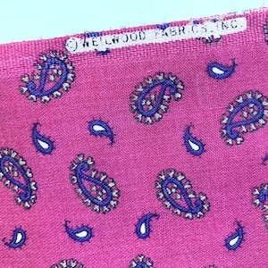 Vintage Weilwood Fabrics burgundy purple paisley cotton quilting 45&quot;, sold BTY