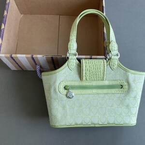 NIB Brighton Rare Vintage Lime Green 90's Small Shoulder/ Hand Bag With Charm afbeelding 9