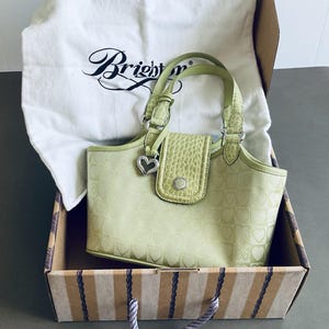 NIB Brighton Rare Vintage Lime Green 90's Small Shoulder/ Hand Bag With Charm afbeelding 1