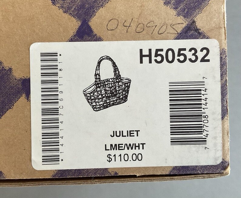 NIB Brighton Rare Vintage Lime Green 90's Small Shoulder/ Hand Bag With Charm afbeelding 10