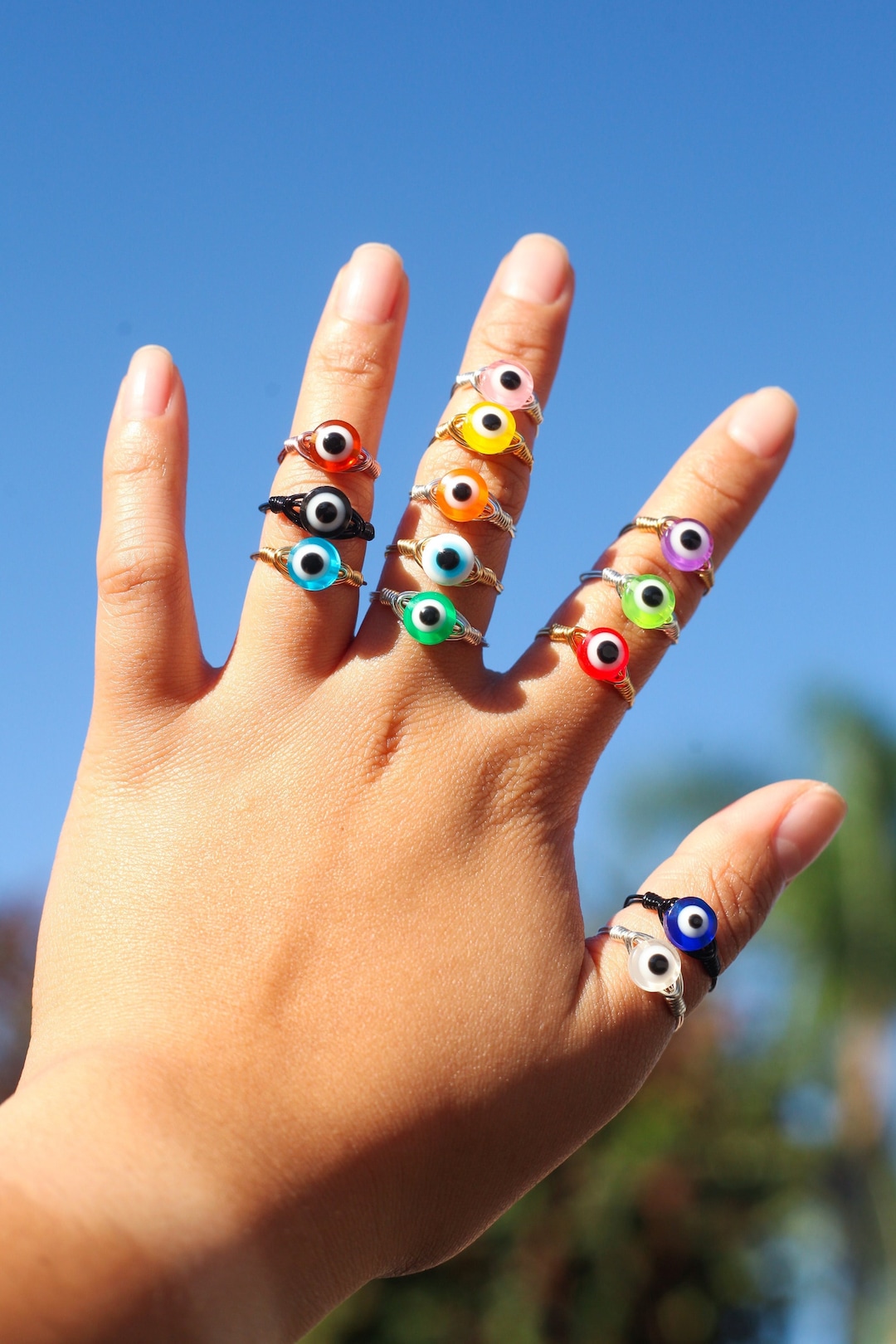 Multicolor Evil Eye Ring, Protection Ring, All Seeing Eye Ring, Unique ...