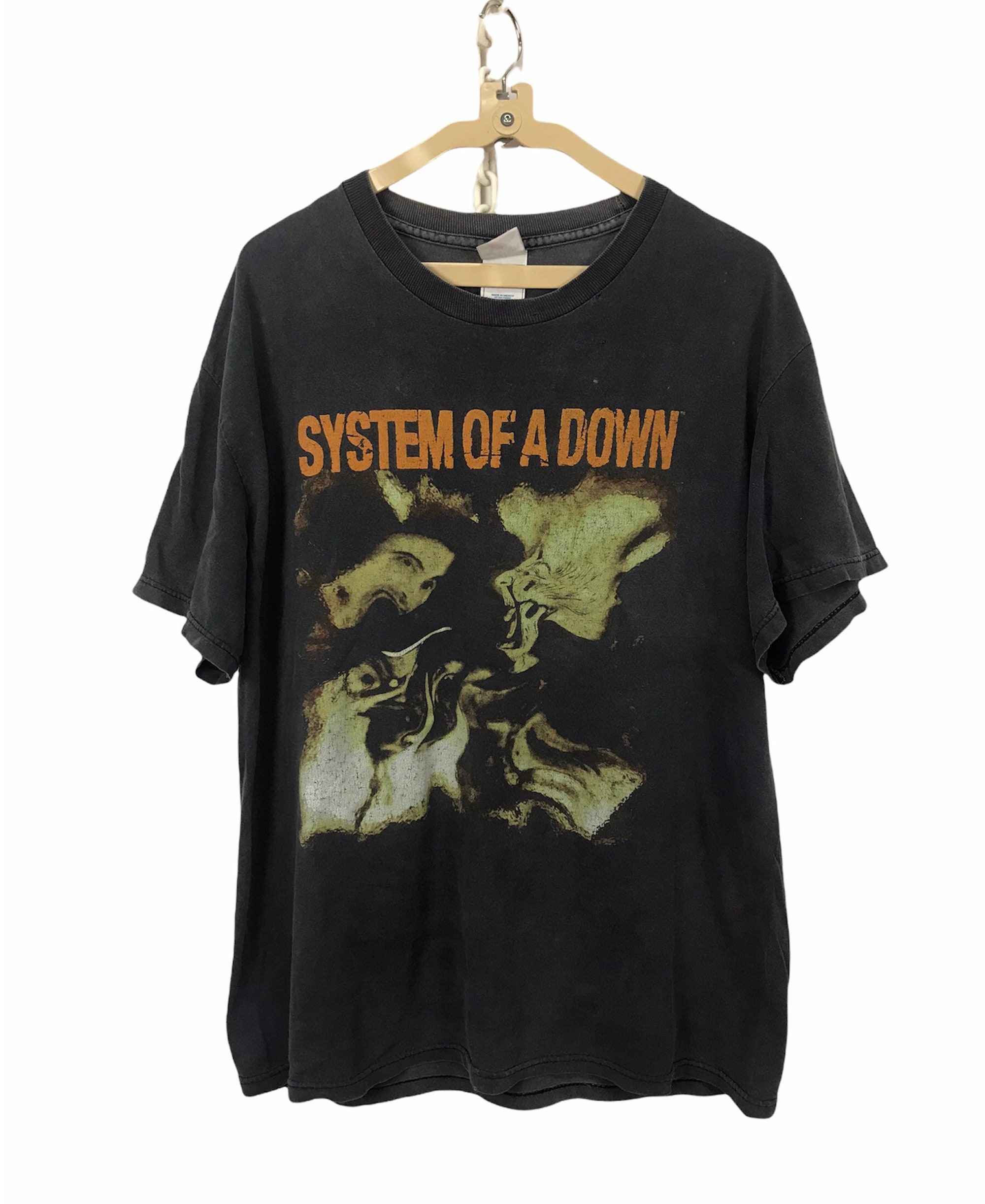 Vintage system of down band tee distressed T-Shirt