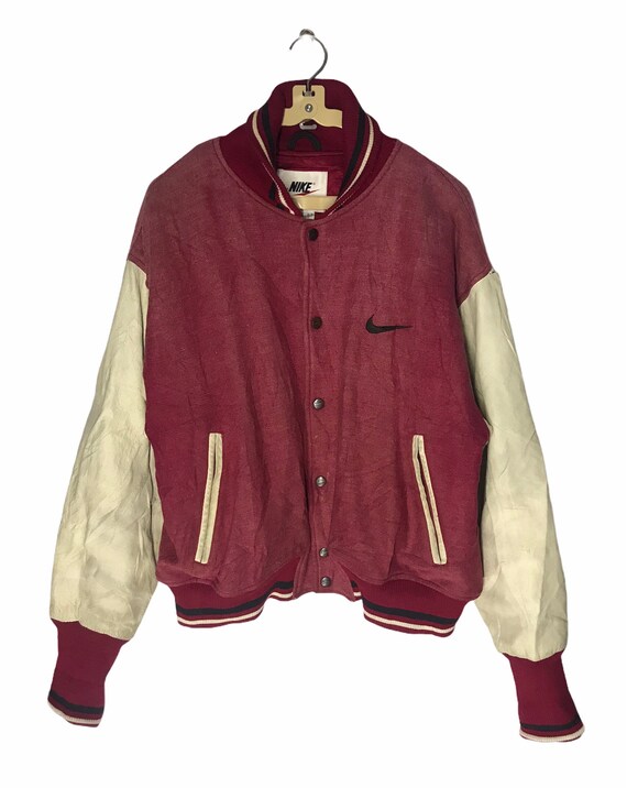 Vintage Nike Varsity Leather Sleeve Embroidered Swoosh