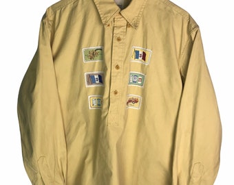 Karl helmut pullover half button shirt with patches
