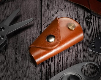 Natural Leather Keychain,Leather Key Holder, Key Organizer,Mini Leather Key Case,Slim Key Holder,Free Laser Engraving Customization
