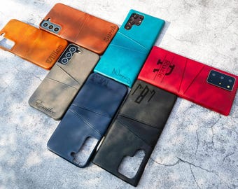 Funda tipo cartera de cuero Samsung con tarjetero para Samsung Galaxy S26/S25/S24/S23/S22/S21, Note 10/20 Ultra, Samsung S20/S21/S23/S24 FE