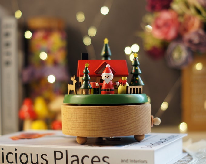 Personalised Wooden Lightup Music Box Christmas Decor LED Etsy