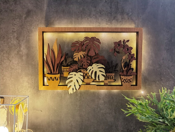 3D Wooden Flower Wall Art Frame,botanical Greenery Wall Hanging
