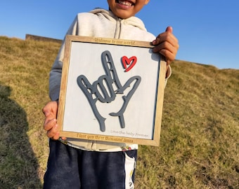 Wooden ASL I Love You Sign,Sign Language Decor,Love&Peace Hand Sign,Valentines Decor,Home Decor,Desktop ornament,Wall Decoration,Free Custom