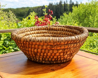 Ancienne corbeille à pain de boulanger Français / panier en paille tressée de seigle du début des années 1900 / décor de ferme française rustique vintage