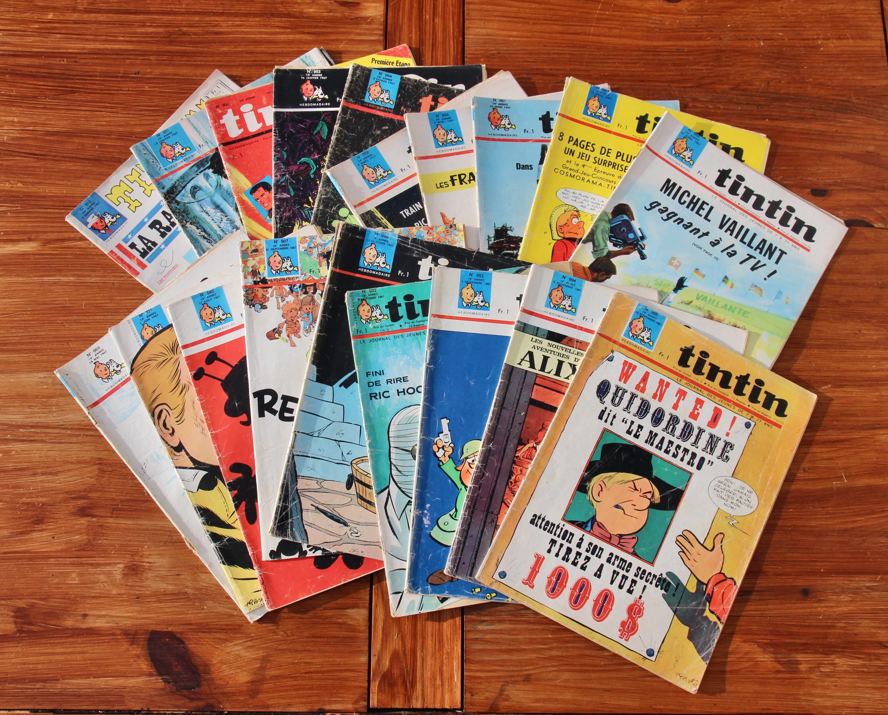 Set of 19 1967 French TINTIN magazines / 1960s rare and collectable 19th year Tintin comics
