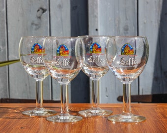 Set of 4 vintage LEFFE Belgian 25cl chalice beer glasses in excellent condition