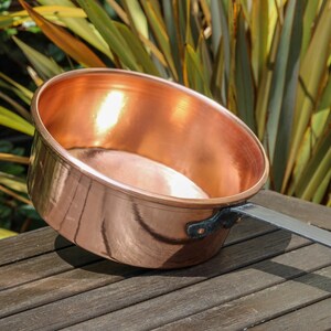 Vintage French PIERRE VERGNES DURFORT long handled copper pan / 1970s French unlined copper fireside pan image 3