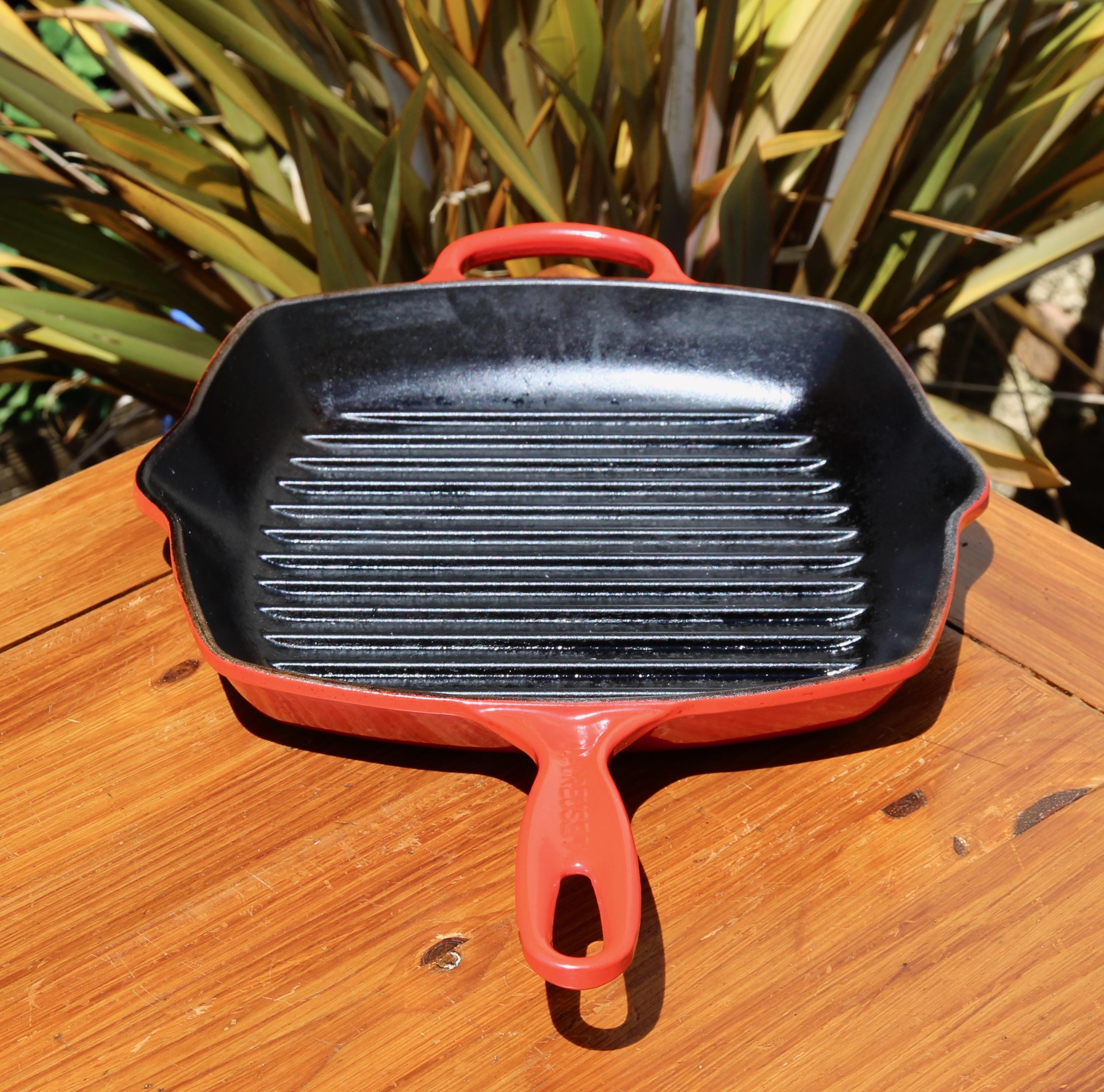 Le Creuset 赤 鋳鉄 グリルパン 蓋付き 美品レア・ルクルーゼ