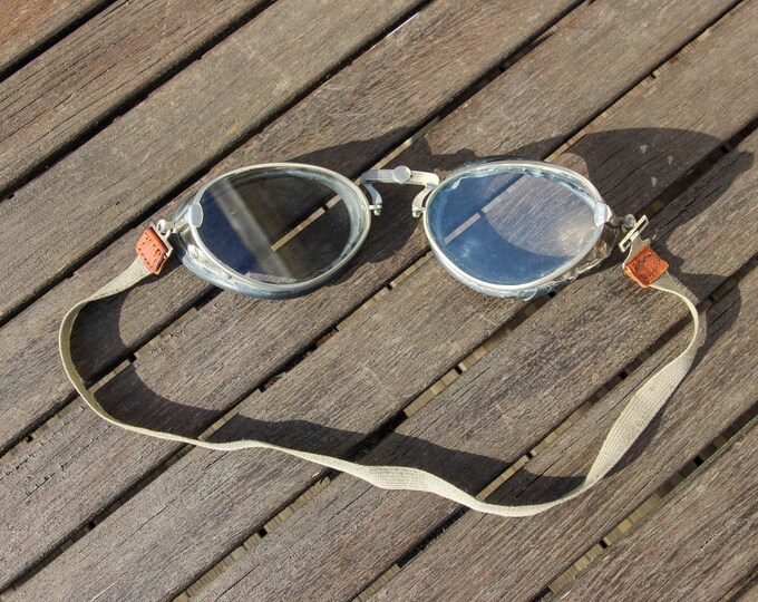 Vintage French SNCF Steam Train Driver Goggles / 1930s