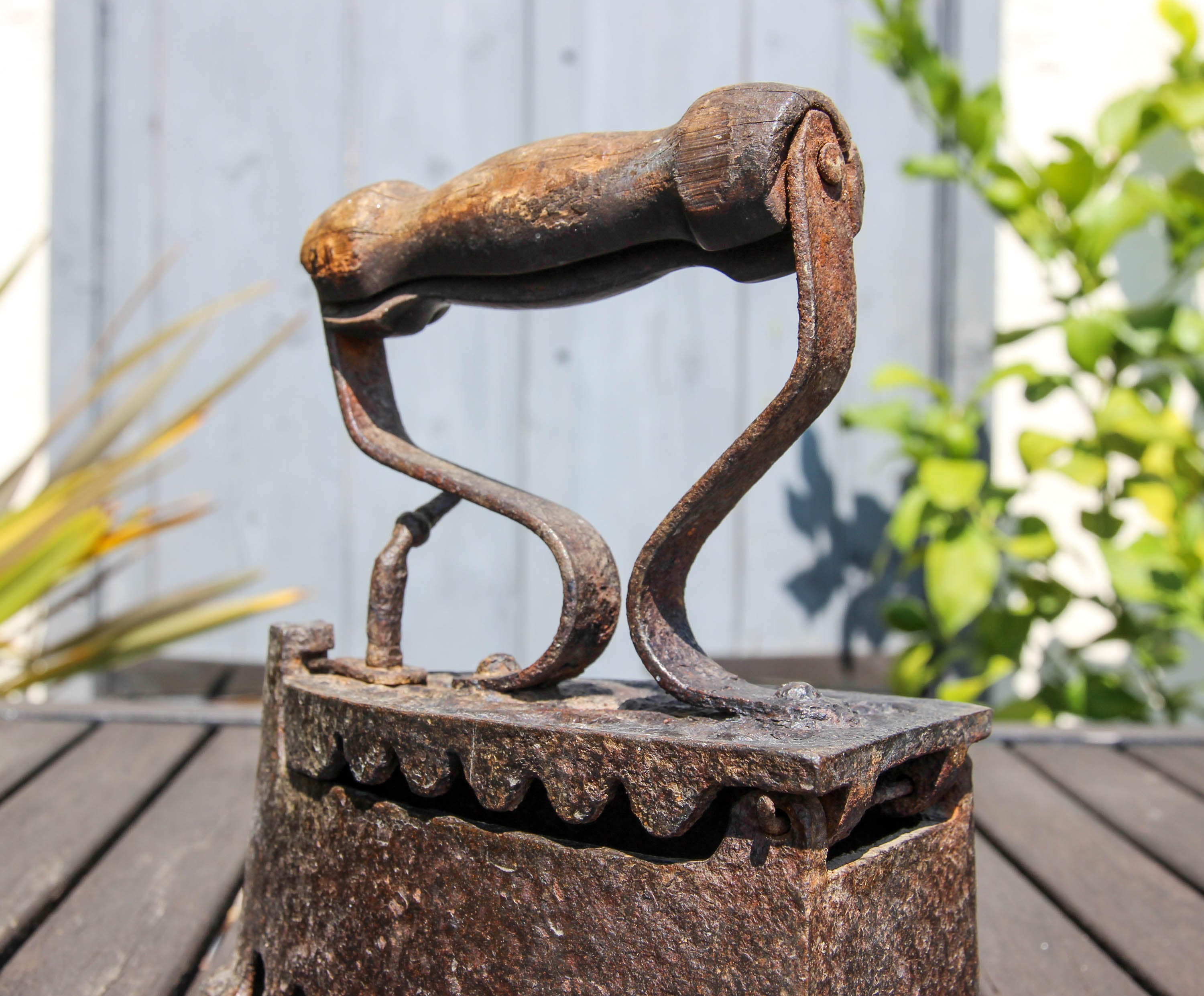 Antique French Coal Iron Charcoal Iron Sad Iron With Wooden Etsy UK