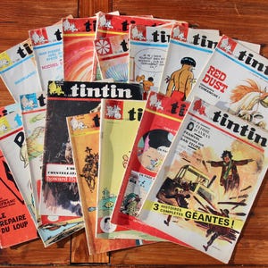 Set of 16 1970 French TINTIN magazines / 1970s rare and collectable 22nd year Tintin comics