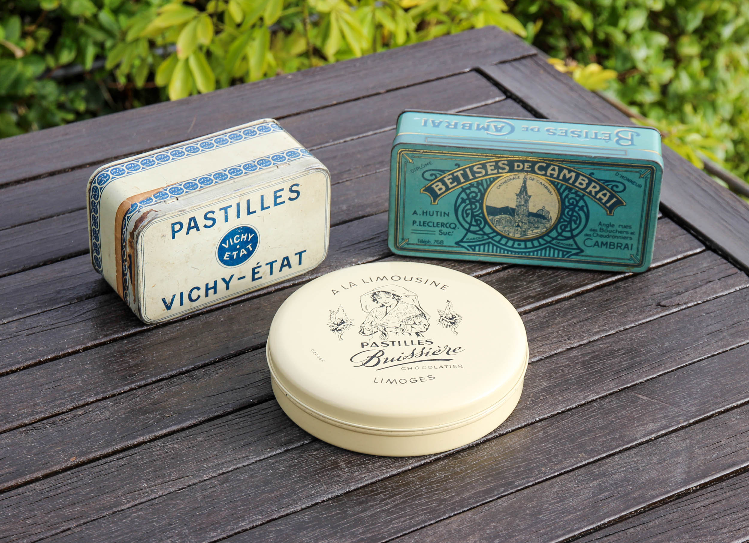 3 Millésimes Français Pastilles Bonbons/1930S Vichy-Etat, Betises de Cambrai, Pastilles Buissiere Pu