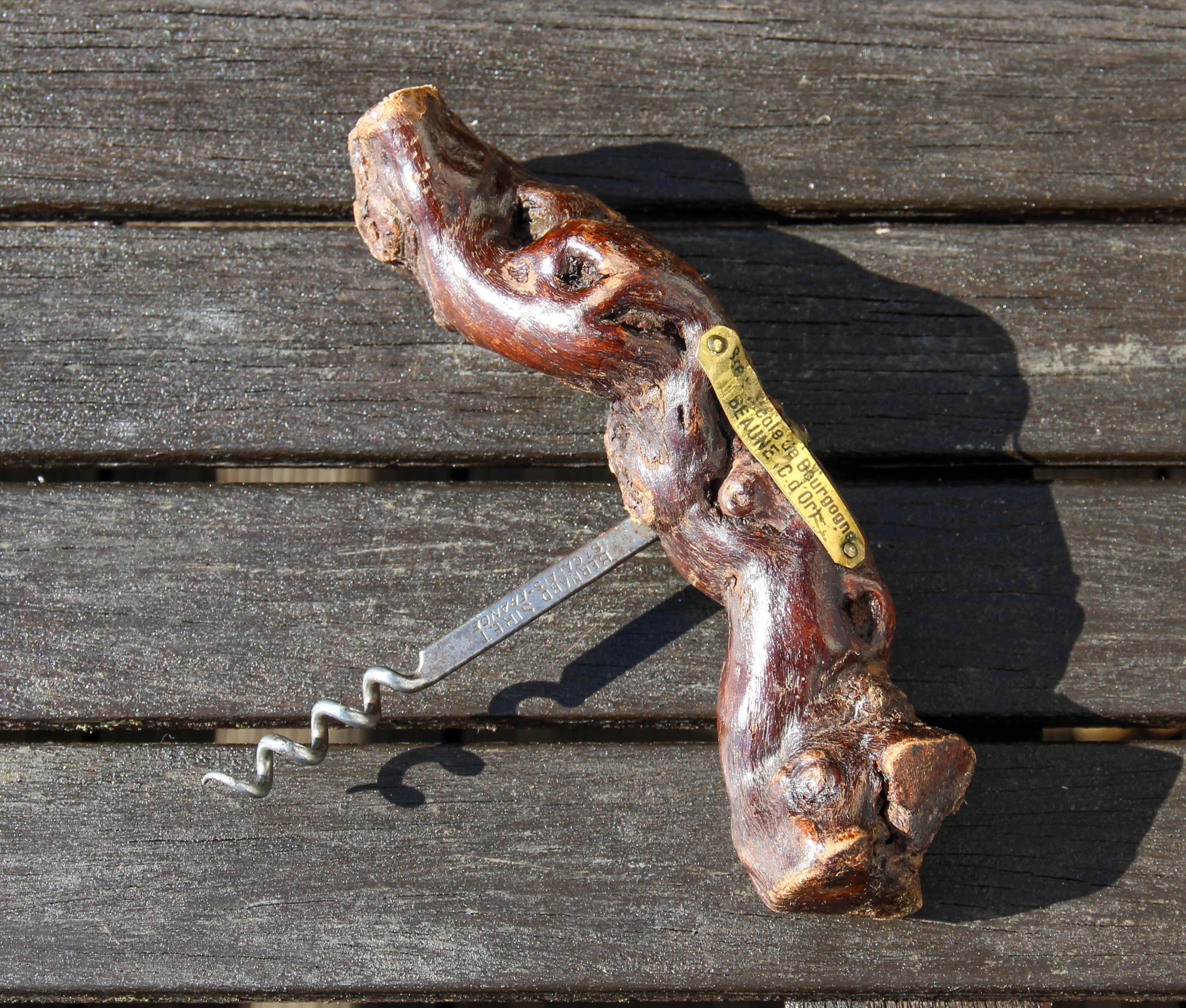 Tire-Bouchon Vintage Français Bernard Siret/Ouvre-Bouteille en Bois Fait Main Des Années 1940 Beaune
