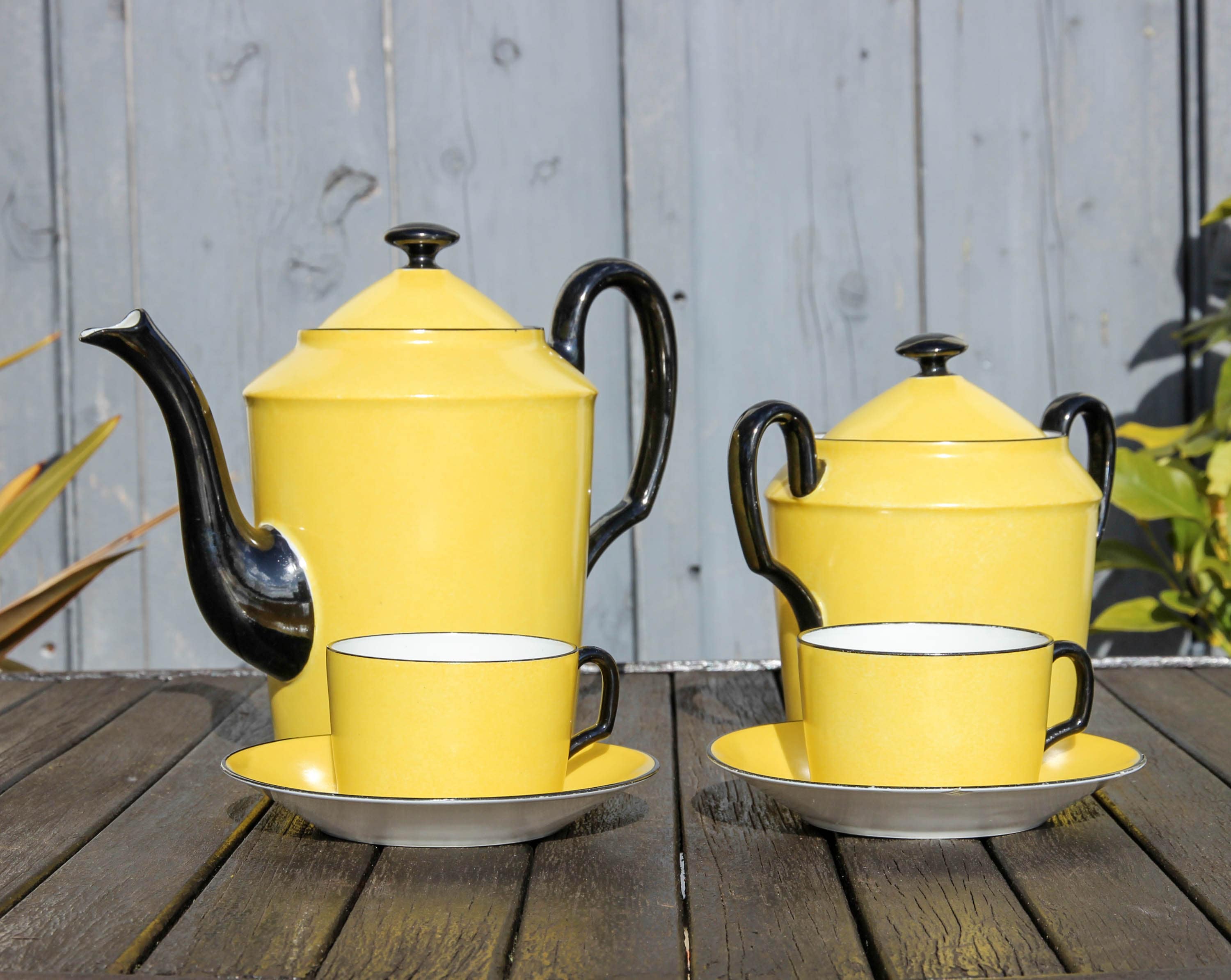 Vintage Milieu Du Siècle Limoges Porcelaine Français Ensemble de Café Pour Deux/Années 1950 Théière,