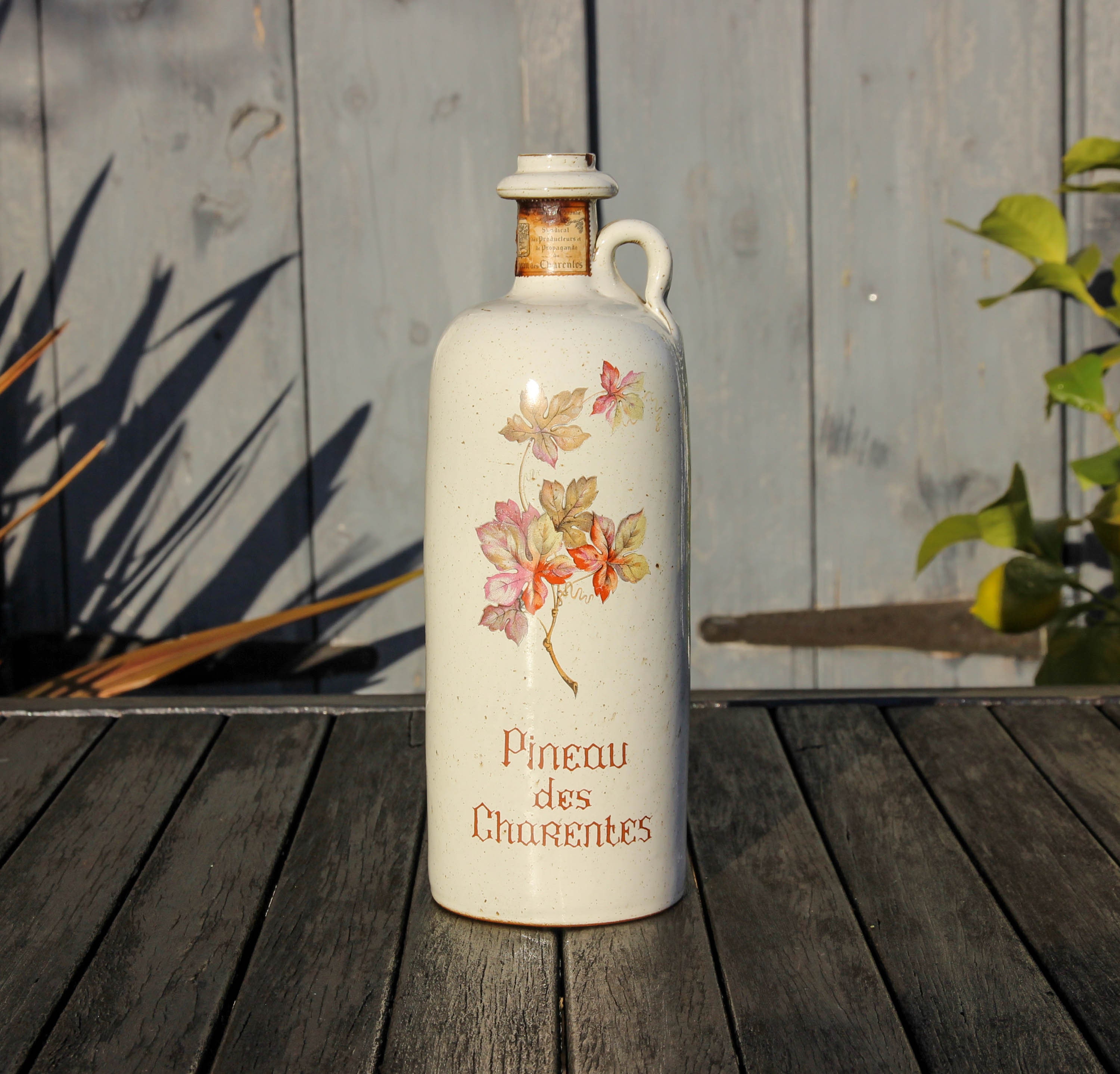 Bouteille de Vin Liqueur en Grès Vintage Français Pineau Des Charentes