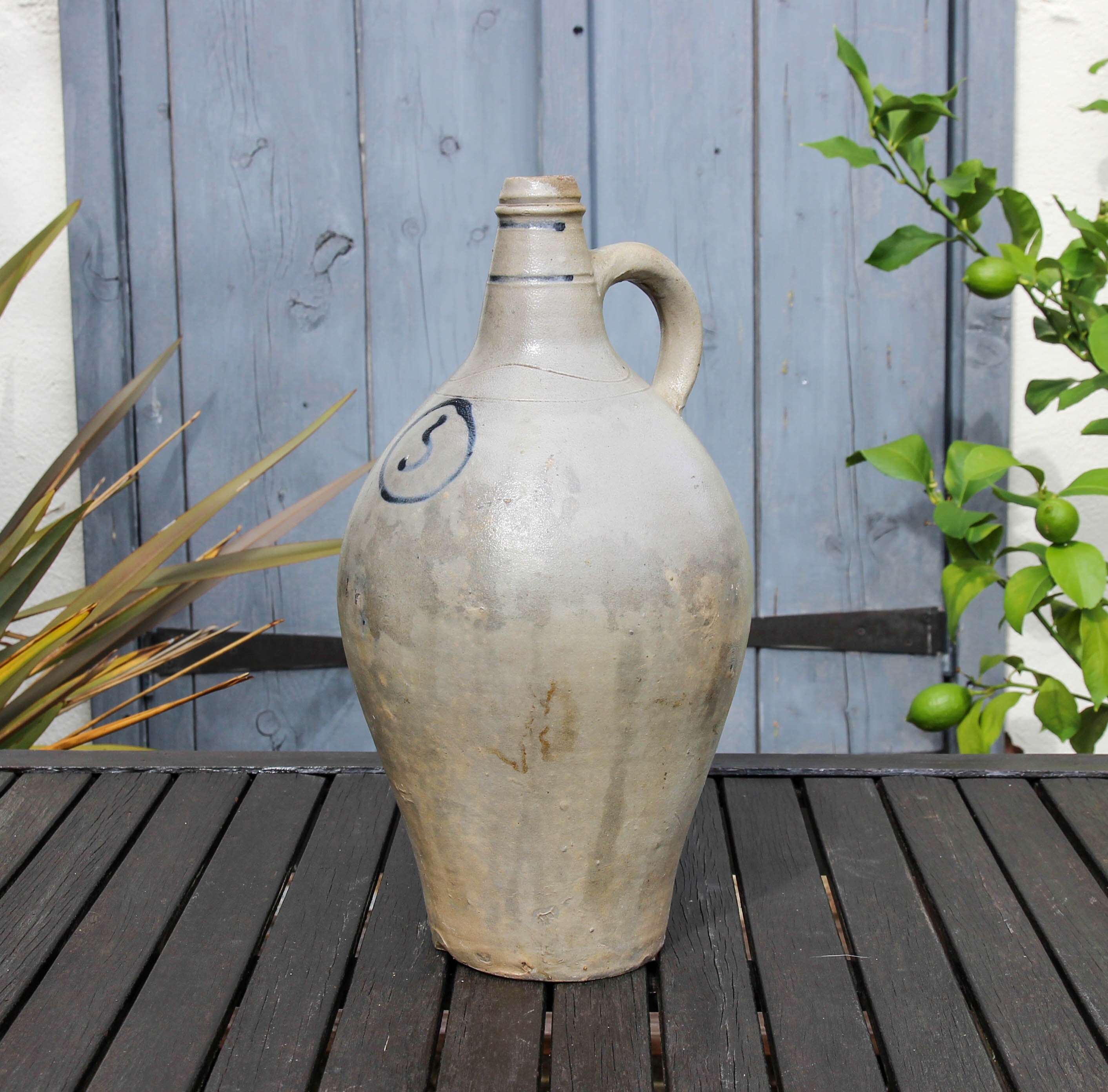 Pichet à Vin Vintage en Grès Français/Bouteille de Vinaigre d'alsace Du Milieu Siècle