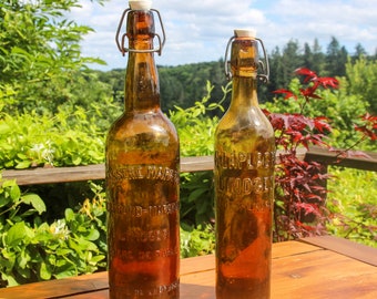 Vintage AMBER JAVEX BOTTLE, 32-Oz Antique Brown Bleach Bottle w 