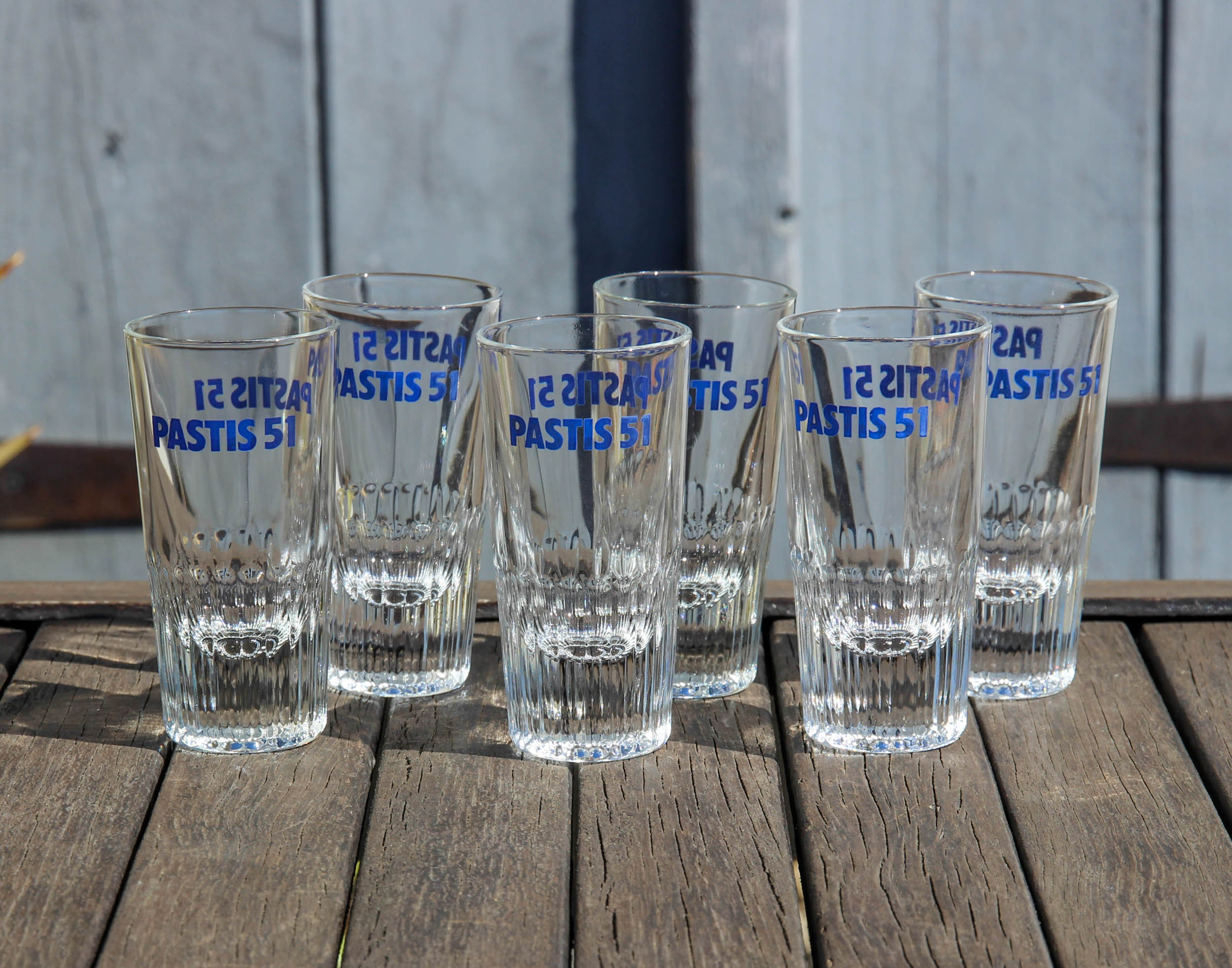 Ensemble de 6 petits verres vintage Français PASTIS 51 Pernod