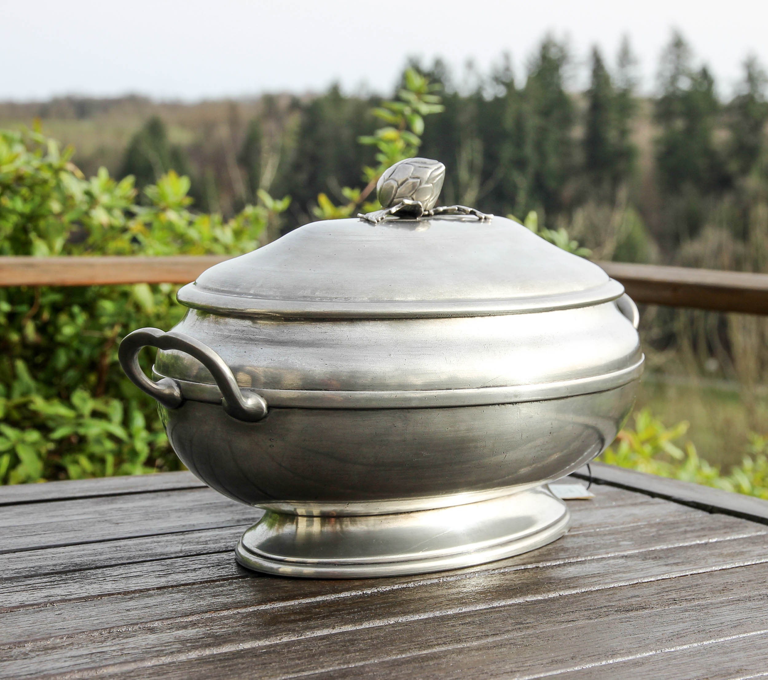 Vintage Français Etains Du Manoir en Étain Ovale Tureen Soupiere/Décor de Cuisine Champêtre Années 1