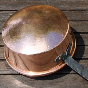Vintage French PIERRE VERGNES DURFORT long handled copper pan / 1970s French unlined copper fireside pan image 9