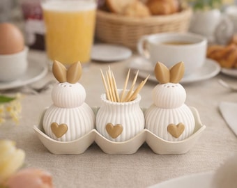 Salz- und Pfeffer Streuer, Hasen, Osterhasen, Frühstück, Osterdeko. Ostern, Deko-Streuer, 3D Druck,