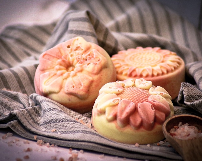 Featured listing image: Himalayan Salt Soap - Handmade cold-processed vegan natural soap - with Himalayan salt, almond and jojoba oil - Gift - Made in Switzerland