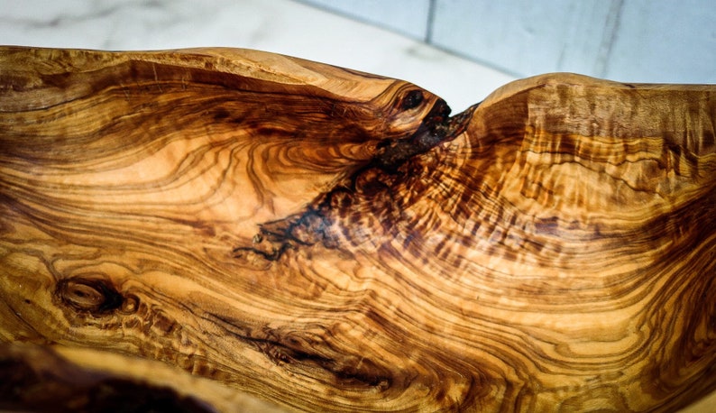 Rustic large olive wood bowl with natural edge various sizes hand carved fruit bowl Made in Germany bowl image 4