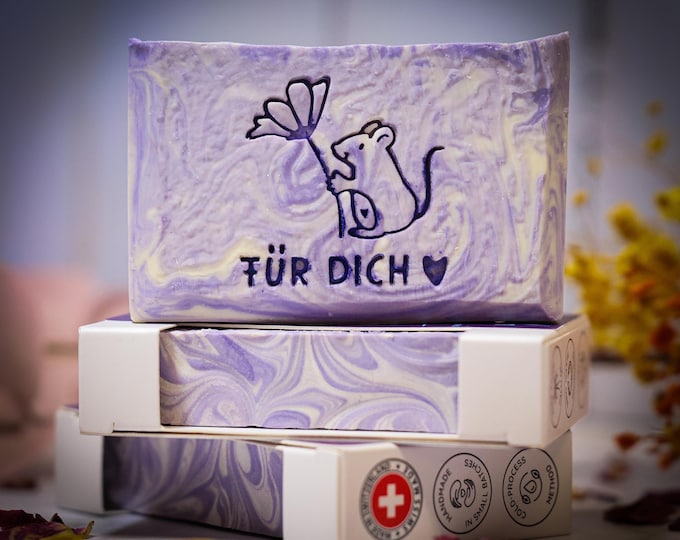 Featured listing image: For you - handmade hand and shower soap - cold-pressed vegan soap - floral berry scent - gift - Made in Switzerland